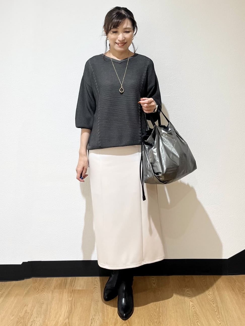 ayaさんの「Reflect｜【パンツ合わせにぴったり◎】ゆったりオフボディニット」を使ったコーディネート
