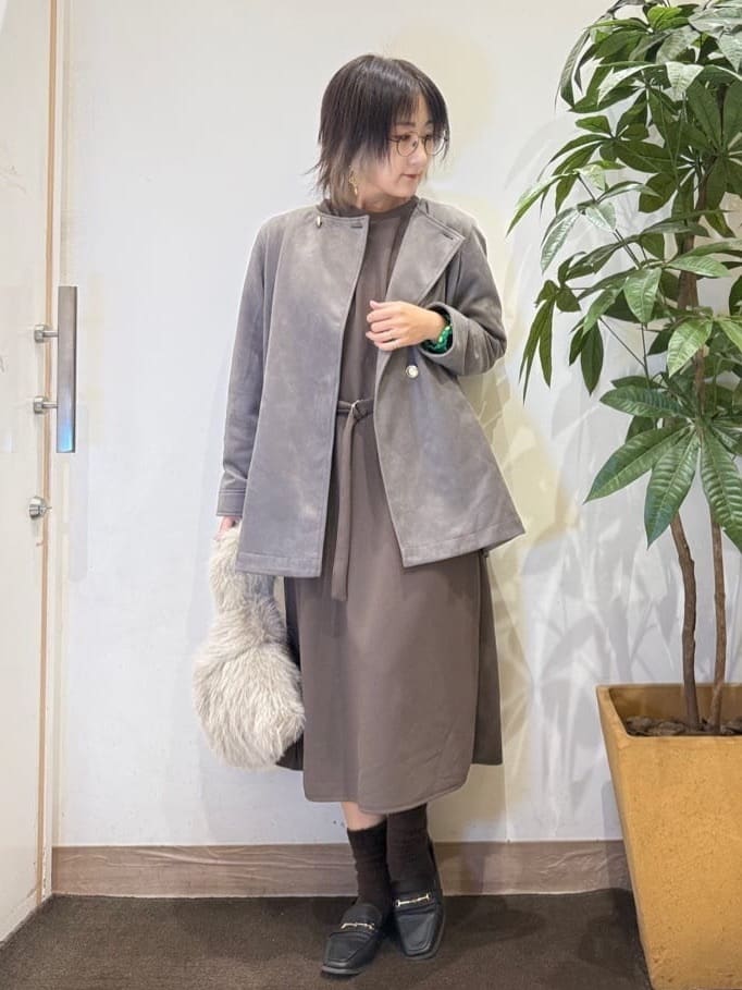 misakiさんの「SHOO･LA･RUE｜【S-LL】上品さを纏う やわらかフェイクスエード ミドル丈ブルゾン」を使ったコーディネート