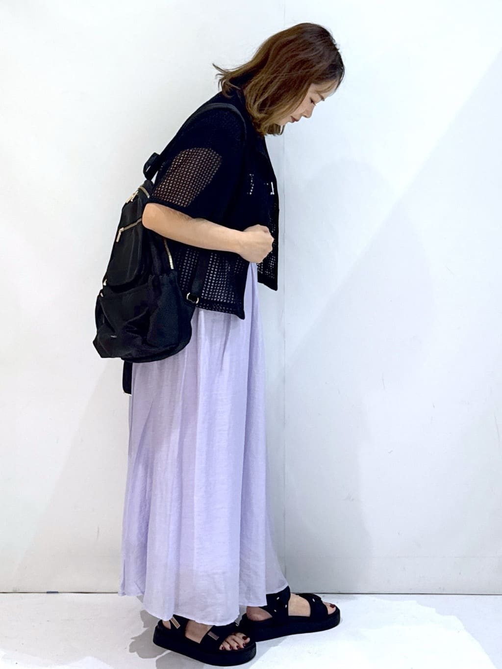 やすさんの「OPAQUE.CLIP｜ロゴフレンチスリーブニット【洗濯機洗い可／UV／接触冷感／抗ピル】」を使ったコーディネート