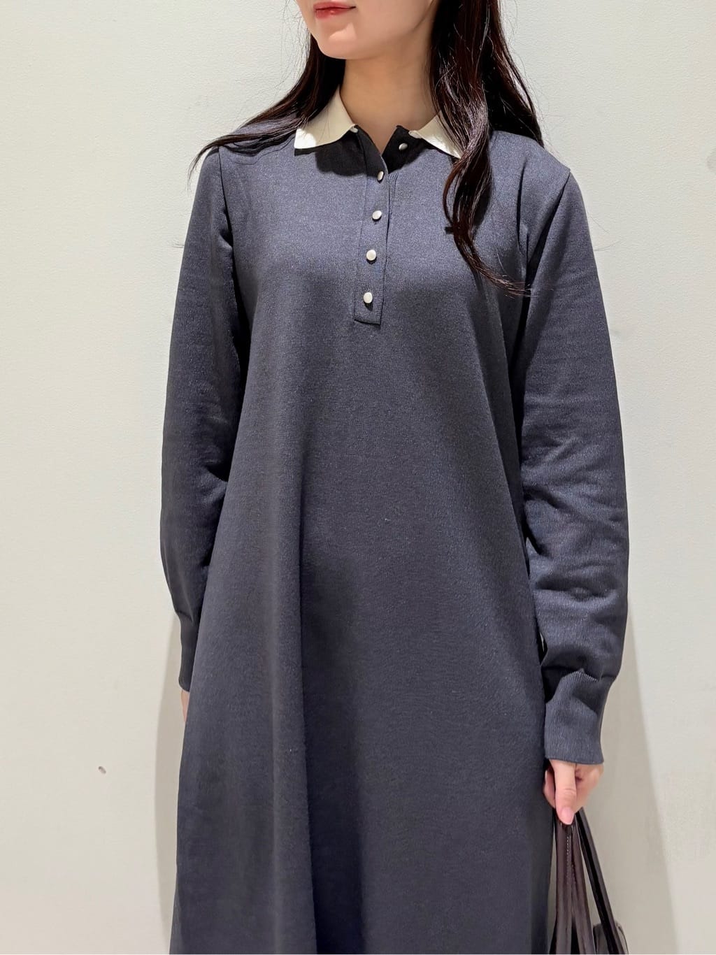 きみさんの「OPAQUE.CLIP｜配色ポロ衿ニットワンピース【洗濯機OK】」を使ったコーディネート