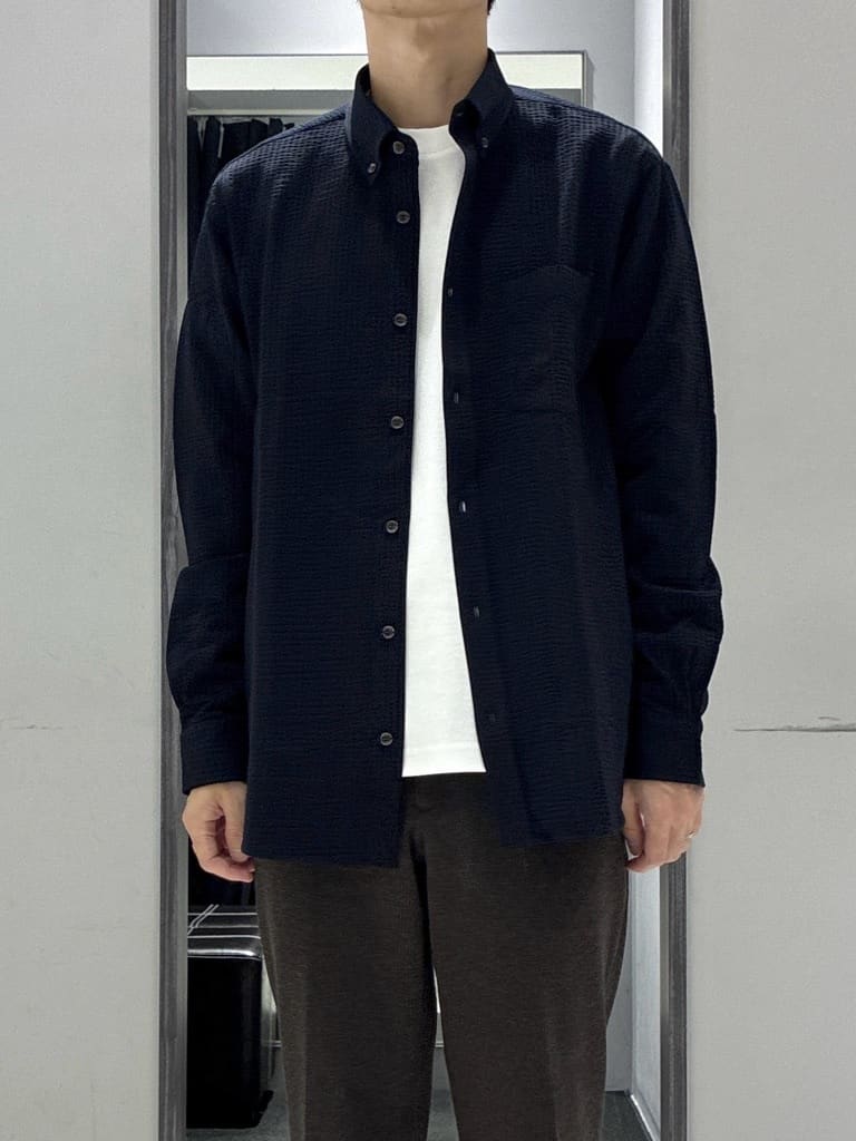 わいずみさんの「TAKEO KIKUCHI｜【抗菌防臭/シーズンレス】シアサッカー ジャージシャツ」を使ったコーディネート