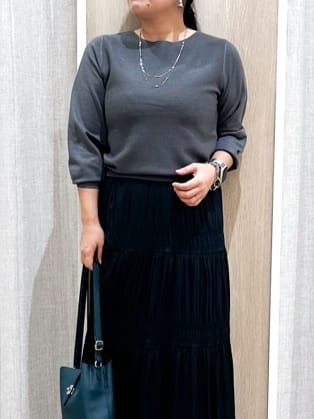 naoさんの「grove｜【最終お値下げ！】ガーターボートネックプルオーバー【洗える/毛玉軽減】」を使ったコーディネート
