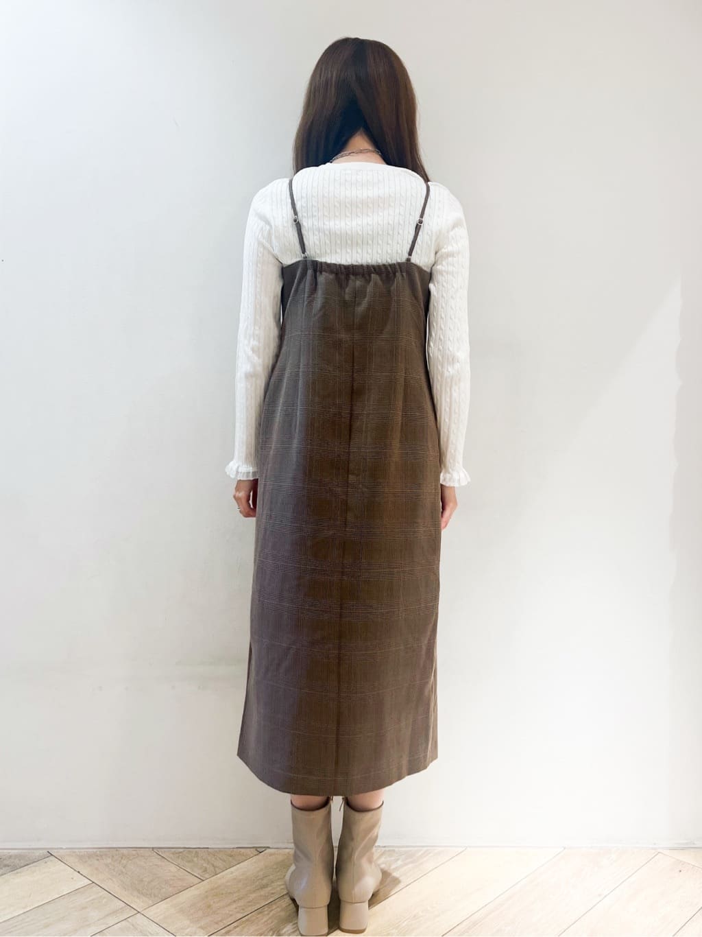 nanaさんの「index｜グレンチェックキャミワンピース／セットアップ対応可【洗濯機OK】」を使ったコーディネート