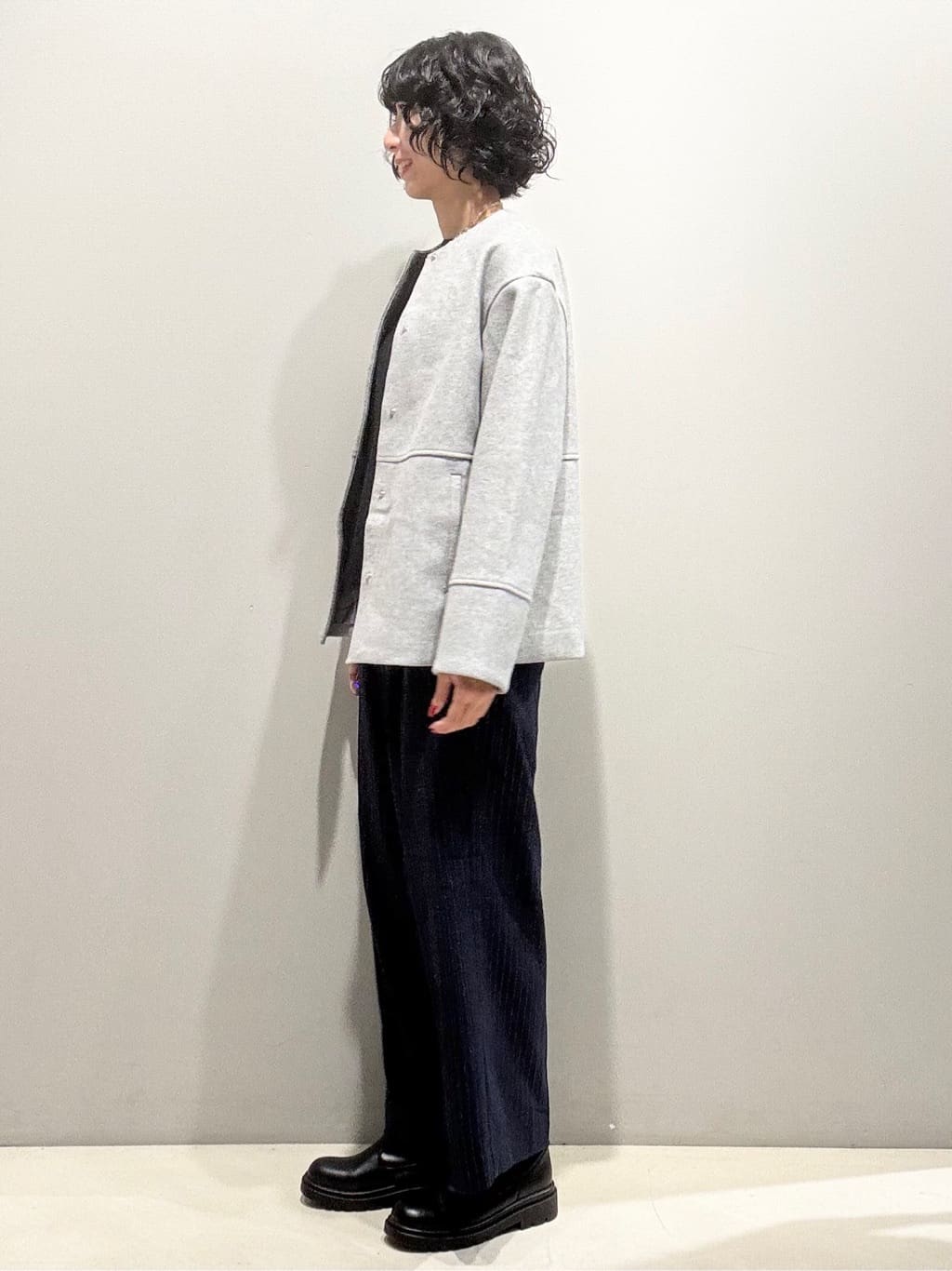 naoさんの「OPAQUE.CLIP｜ウールライクメルトンノーカラーコート【洗濯機洗い可】」を使ったコーディネート