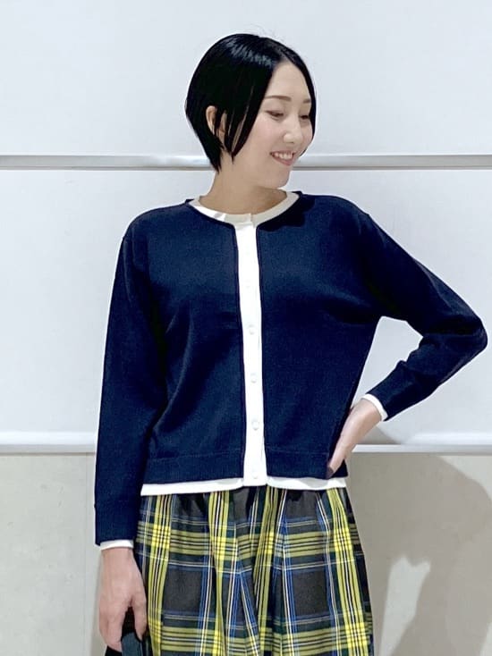 eriko さんの「Dessin｜【洗える】バイカラーカーディガン」を使ったコーディネート