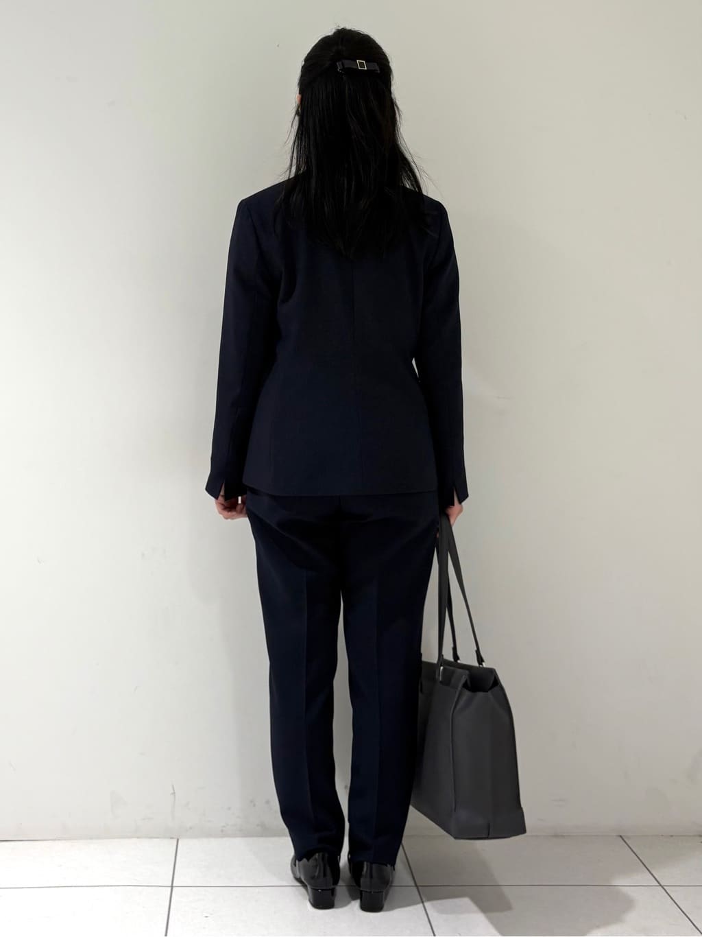 momokoさんの「INDIVI｜【洗える／通勤／スーツ】メランジストレッチ ノーカラージャケット」を使ったコーディネート