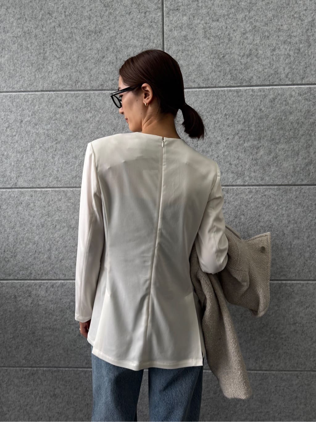 uchi__yamaさんの「CODE A｜oversized tweed blouson」を使ったコーディネート