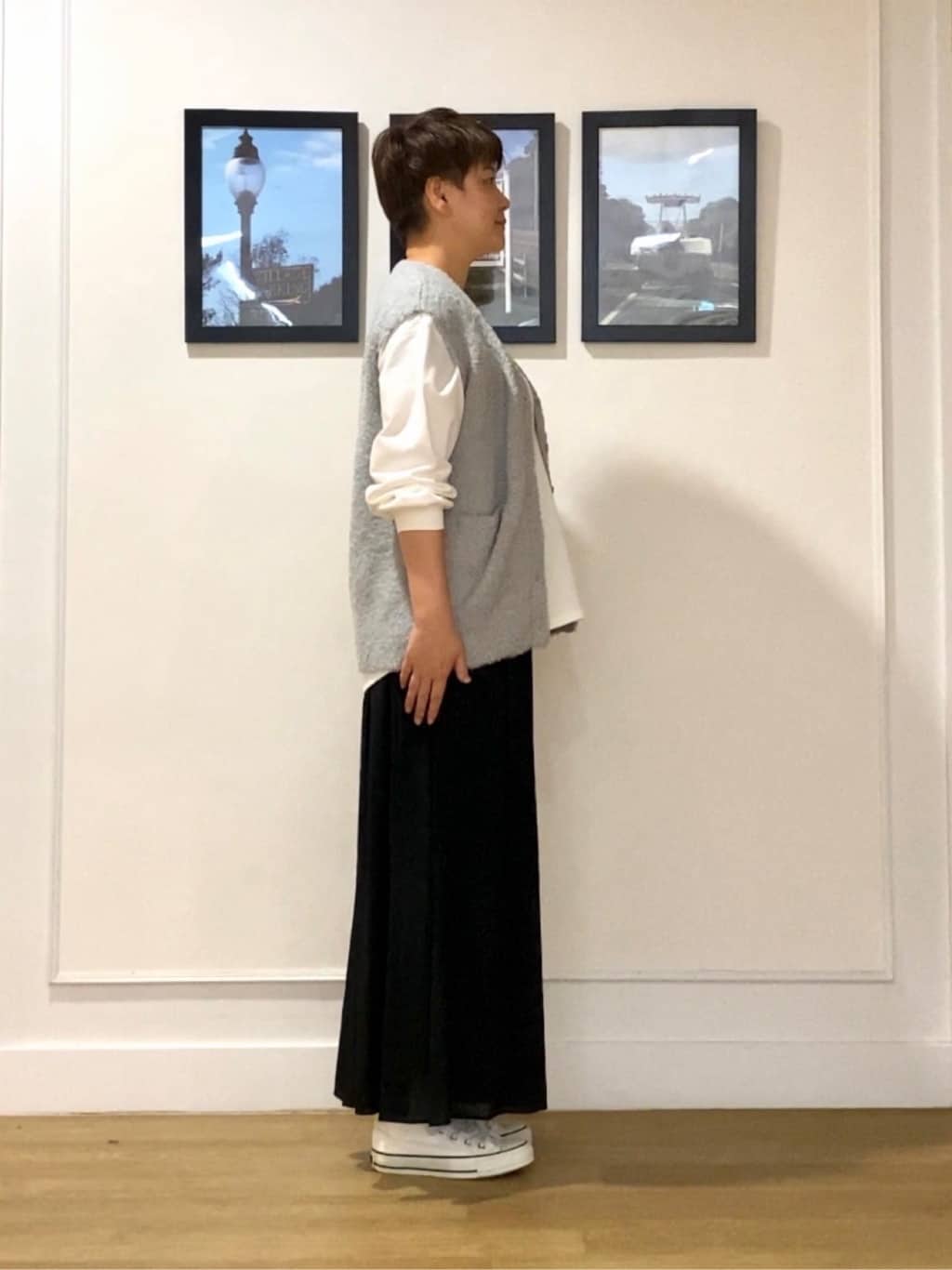 Hiroさんの「Dessin｜【洗える】Vネックシャギーベスト」を使ったコーディネート