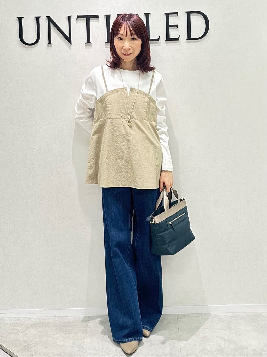 Miwaさんの「UNTITLED｜【グレー/ブルー/ジーンズ】ソフトワイドデニムパンツ」を使ったコーディネート