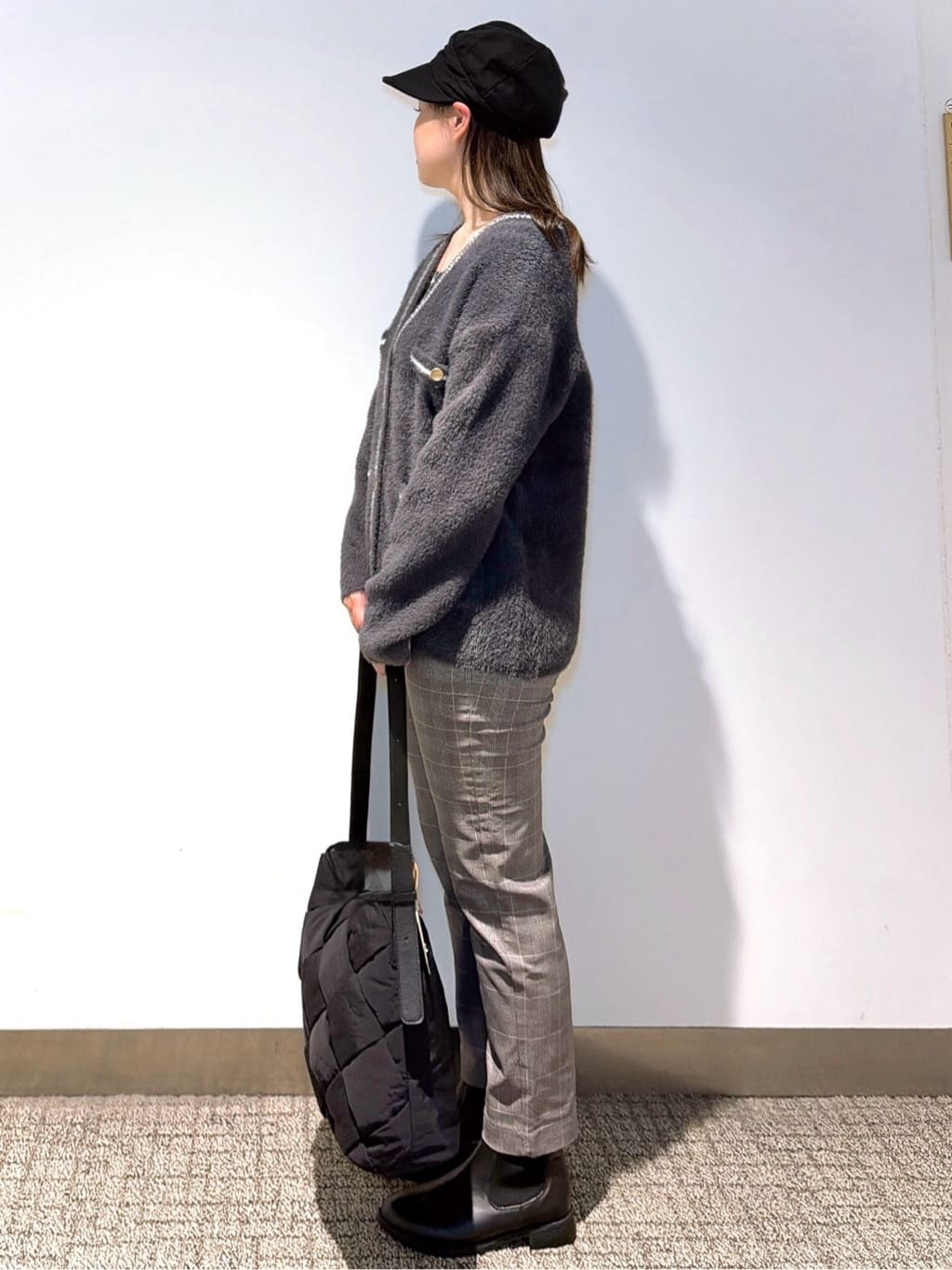 みーさんの「grove｜【選べる着丈/多機能】裏起毛ハイパーストレッチテーパードパンツ」を使ったコーディネート