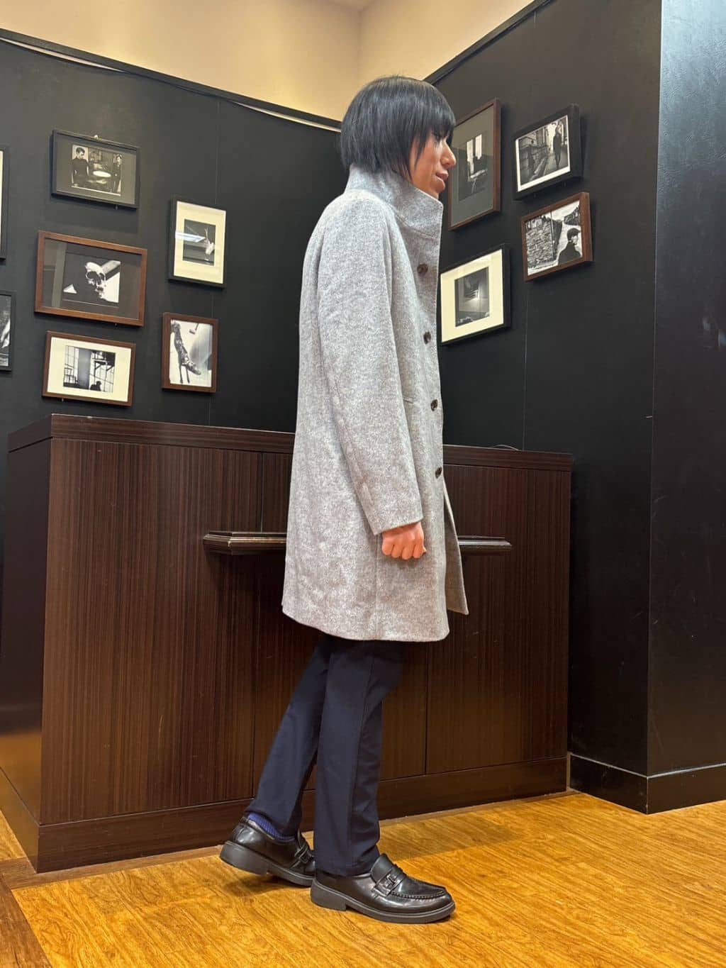 moritaさんの「TAKEO KIKUCHI｜【ウールカシミヤブレンド】ビーバー調 スタンドカラー コート」を使ったコーディネート