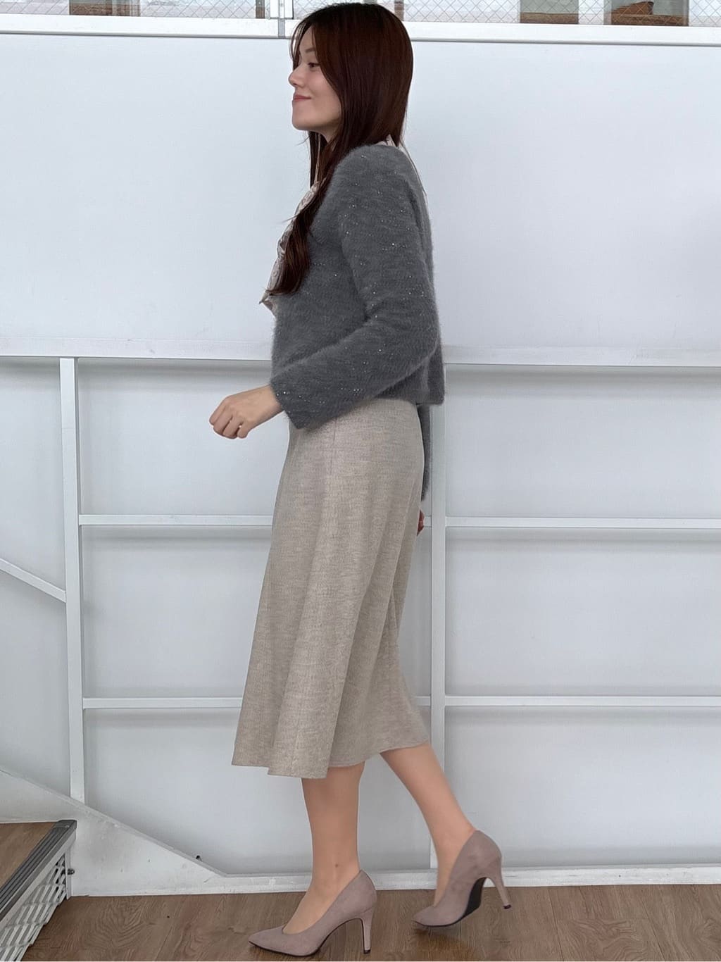 sayaさんの「COUP DE CHANCE｜【フォックス混】ショート丈ニットトップス」を使ったコーディネート