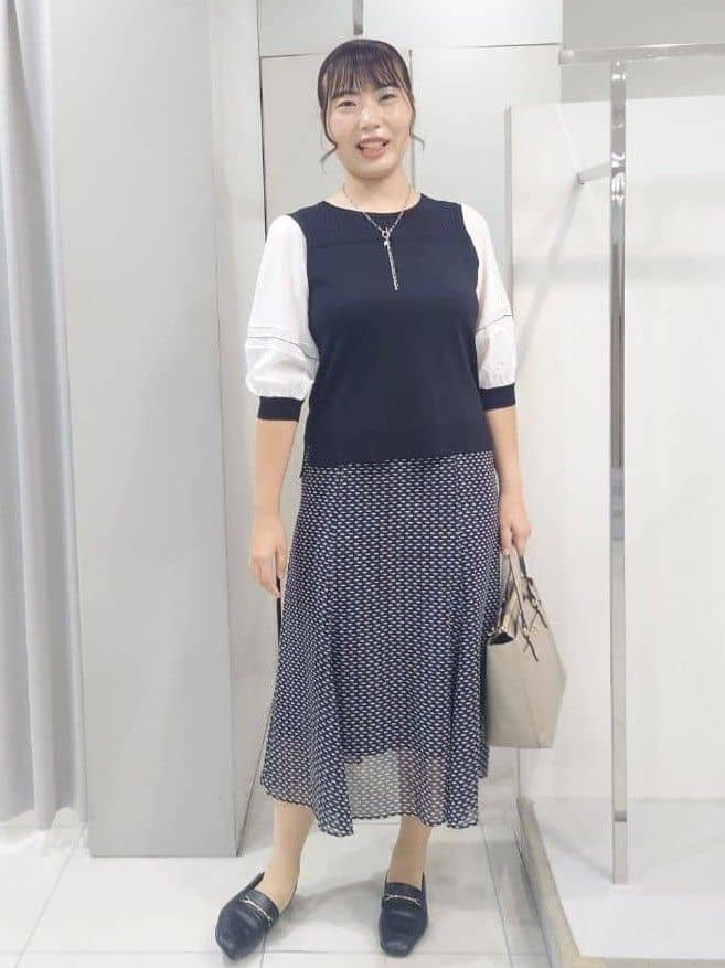 AZUSAさんの「Reflect｜【WEB先行カラーあり／手洗い可】ジョーゼットスリーブ&times;ニット」を使ったコーディネート