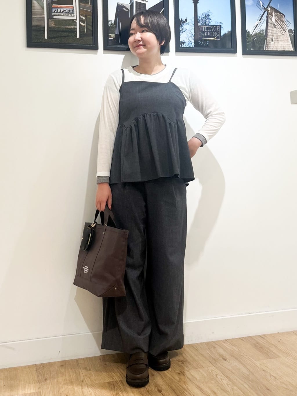 Asukaさんの「Dessin｜【セットアップ可・洗える】ハイウエストタックパンツ」を使ったコーディネート