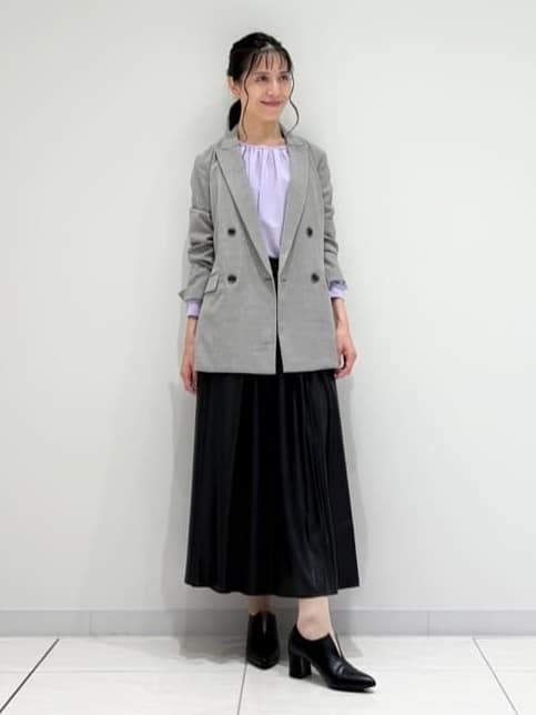 kayoさんの「INDIVI｜【洗える／セットアップ可能】凹凸ストレッチ素材ダブルジャケット」を使ったコーディネート