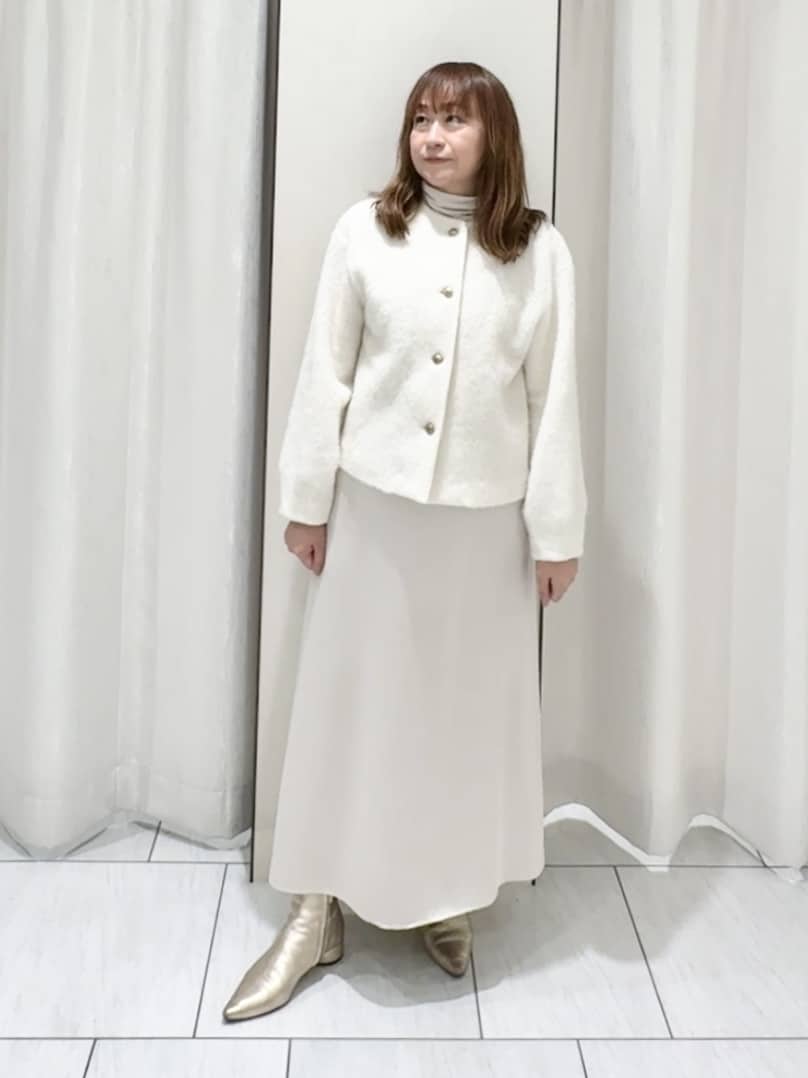 ʏᴜᴋɪᴋᴏさんの「UNTITLED｜【ジャケット風/メタルボタン】アルパカ混シャギーカーディガン」を使ったコーディネート