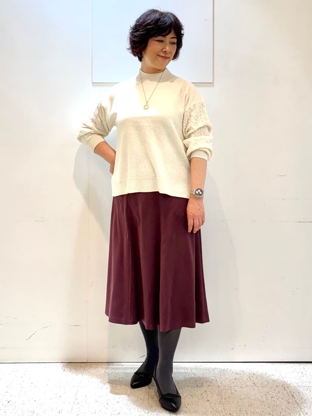 ヤスコさんの「Reflect｜【一枚で着映え◎／ゆったりシルエット】ラメ&times;スパンコールウール混ニット」を使ったコーディネート
