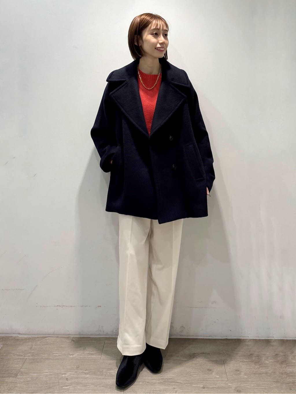 ぶまりんさんの「OPAQUE.CLIP｜カシミヤブレンドウールミドルピーコート」を使ったコーディネート
