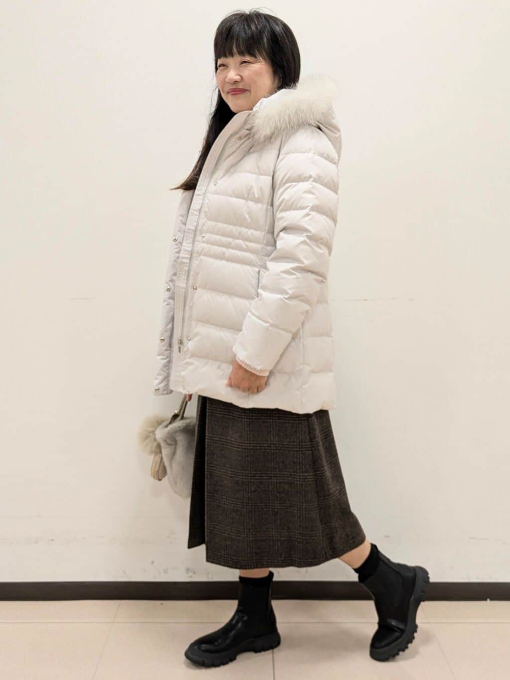 ともさんの「UNTITLED｜【重ね着もおすすめ/洗える】ウールカシミヤ クルーネックニット」を使ったコーディネート