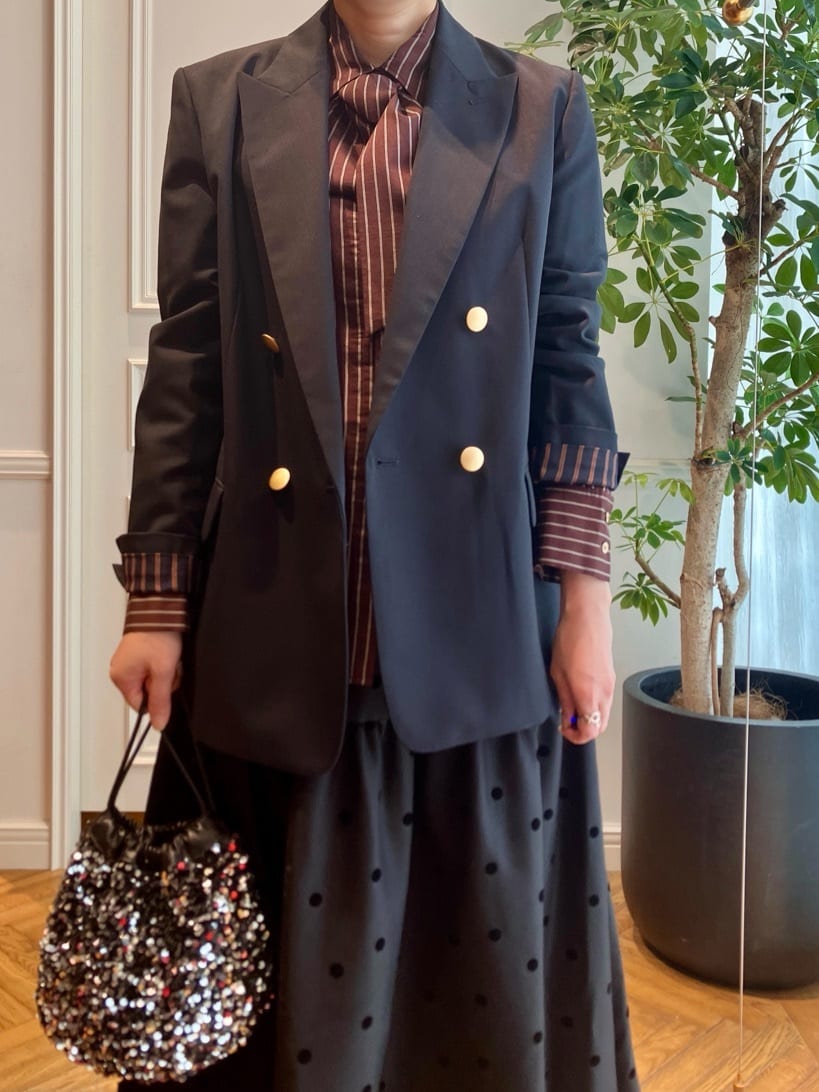 konominさんの「DRESSTERIOR｜スパンコール2WAY巾着バッグ」を使ったコーディネート