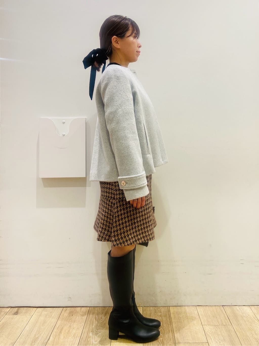 YUKOさんの「index｜モックネックボクシーラメニット【洗濯機OK】《7col》」を使ったコーディネート