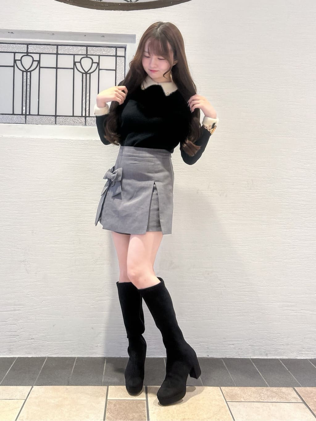 ゆうりさんの「ESPERANZA｜ゆる傾斜ロングブーツ」を使ったコーディネート