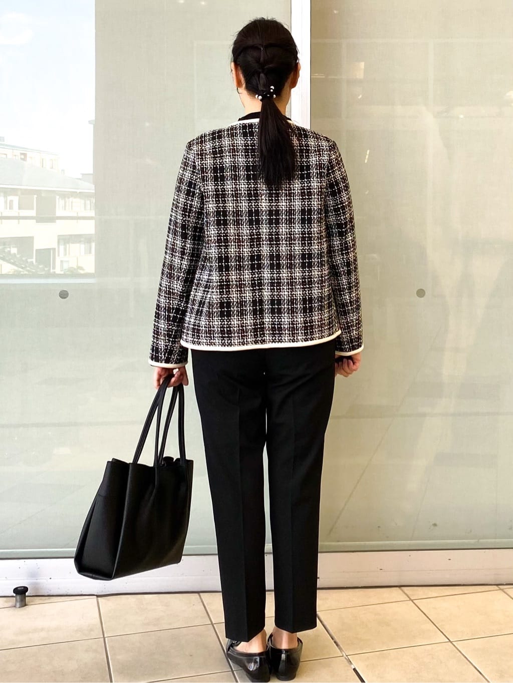 Jeanさんの「OPAQUE.CLIP｜チェックツイードジャケットコート／セットアップ対応【洗える】」を使ったコーディネート