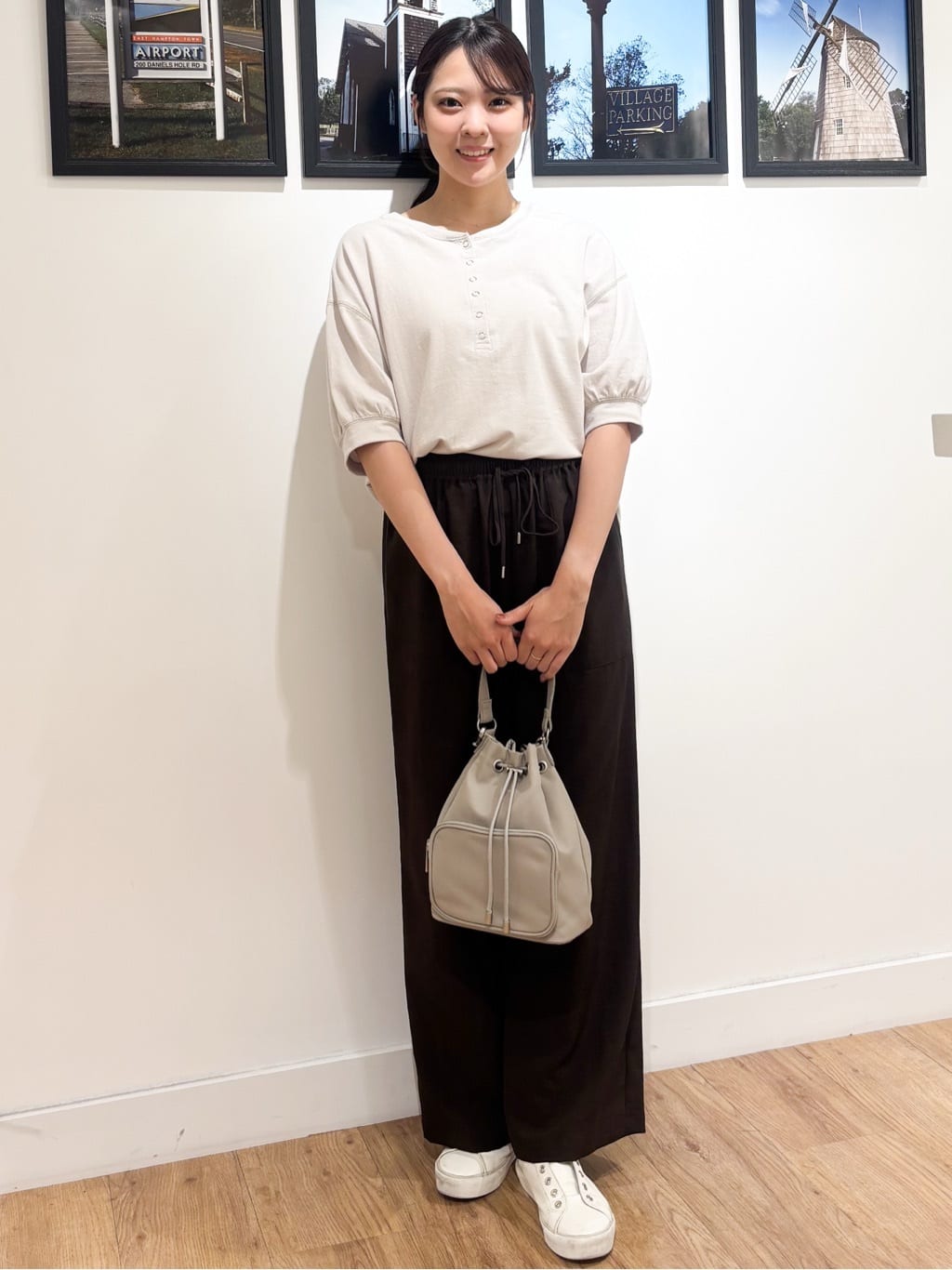 Ririkaさんの「Dessin｜【360度可愛い/前後2WAY/洗える】ライトコットンヘンリーカットソー」を使ったコーディネート