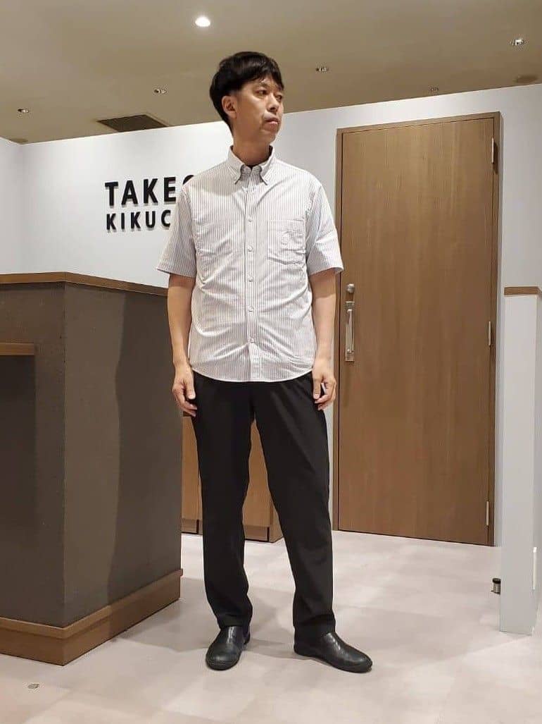 ishidaさんの「TAKEO KIKUCHI｜【COOL CITY WEAR】ストライプジャージ ボタンダウンシャツ /接触冷感」を使ったコーディネート