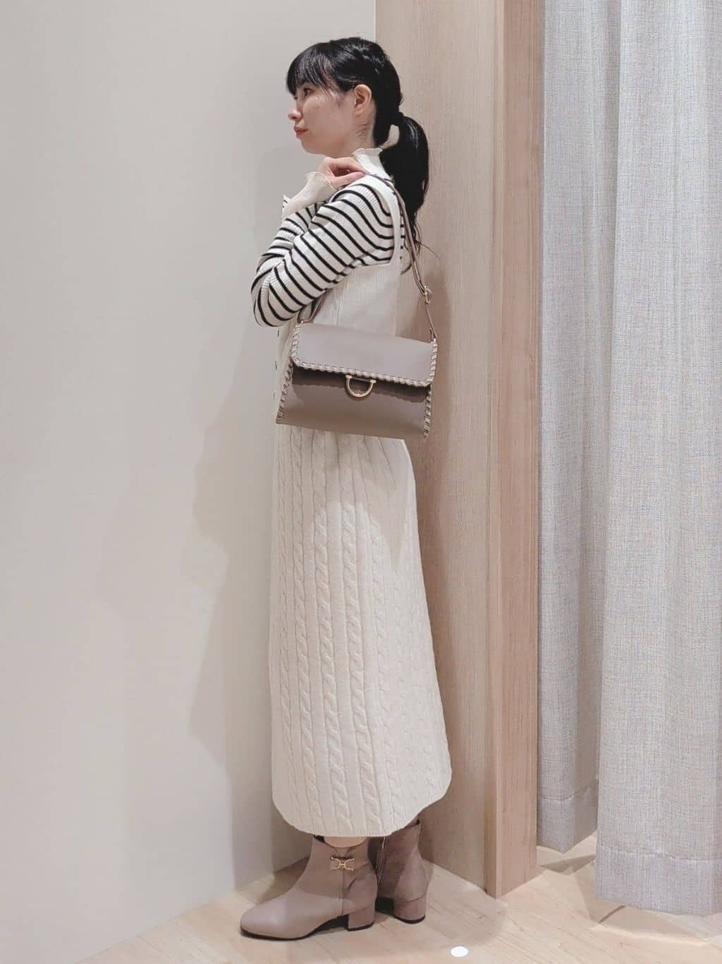 Yuiさんの「grove｜プリーツレイヤードニットプルオーバー」を使ったコーディネート