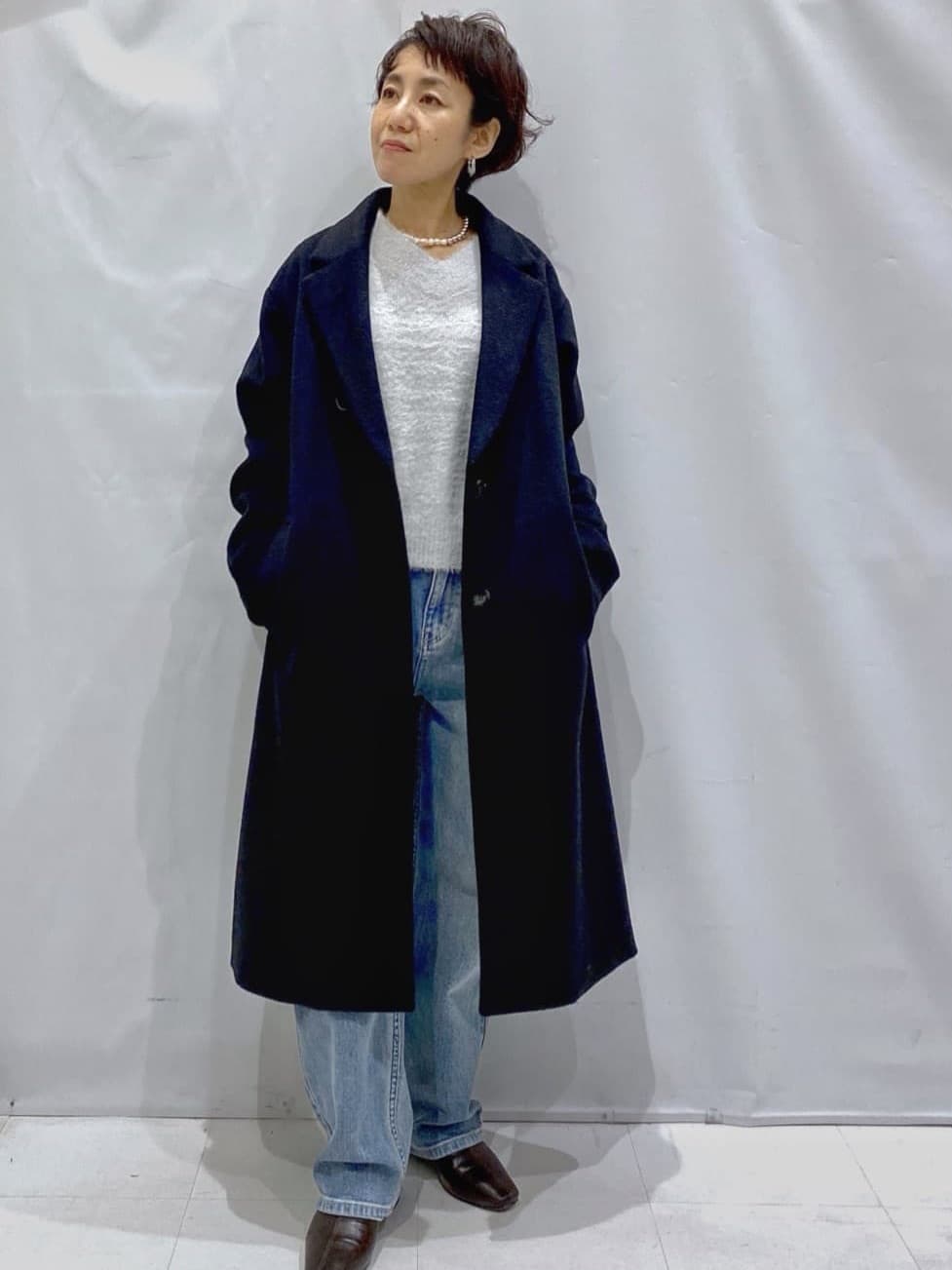 Bonさんの「OPAQUE.CLIP｜メタル&times;フェイクパール ショートネックレス」を使ったコーディネート