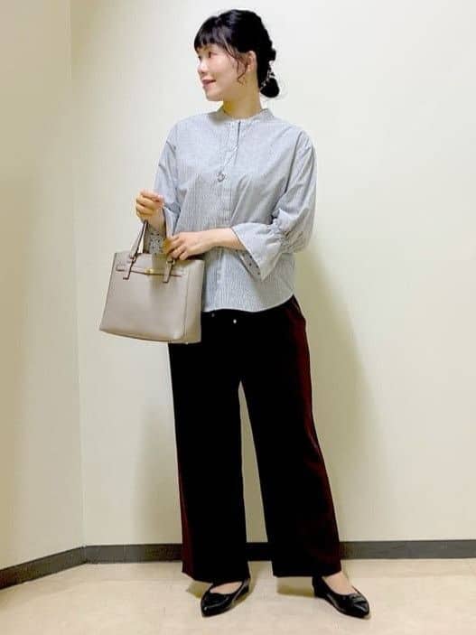  beni_gingerさんの「Reflect｜【接触冷感／マシンウォッシュ可／ウエスト総ゴム】ワイドシルエットパンツ」を使ったコーディネート