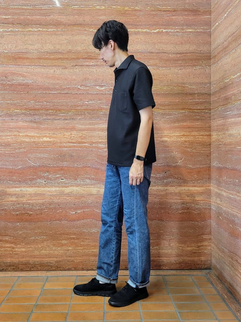 piroyaさんの「TAKEO KIKUCHI｜【抗菌防臭／9色5サイズ展開】ハニカムメランジ ポロシャツ」を使ったコーディネート
