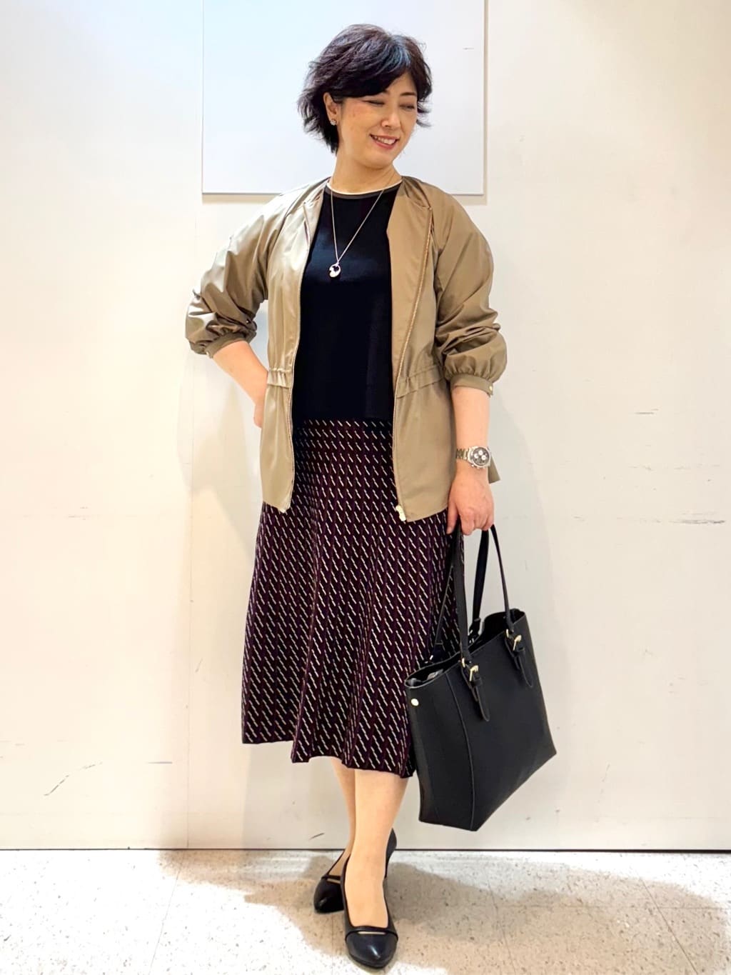 ヤスコさんの「Reflect｜【パンツにもスカートにも合わせやすい◎】ライティブルゾン」を使ったコーディネート