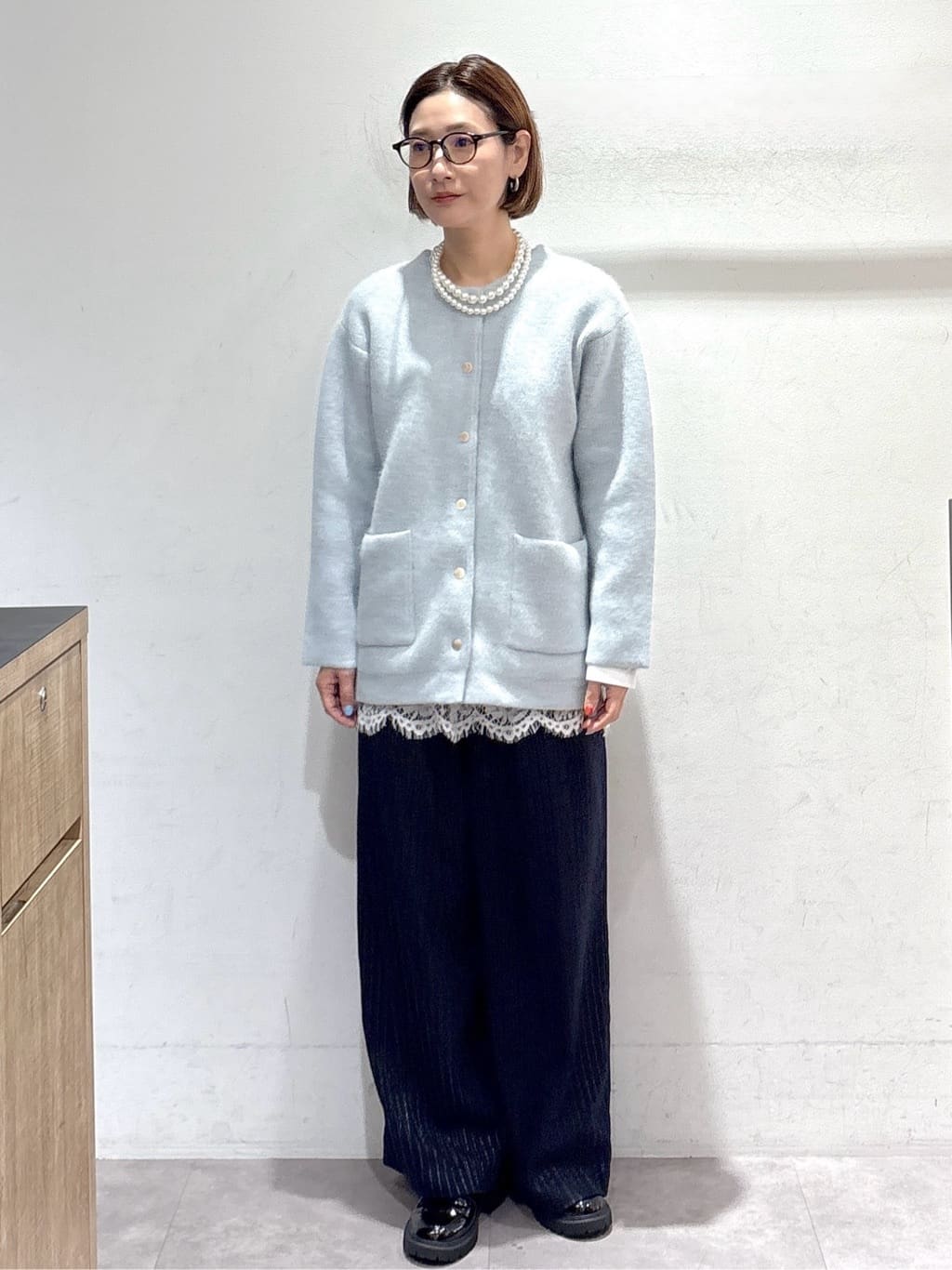 たけねぇさんの「OPAQUE.CLIP｜ラメストライプワイドパンツ【洗濯機OK】」を使ったコーディネート