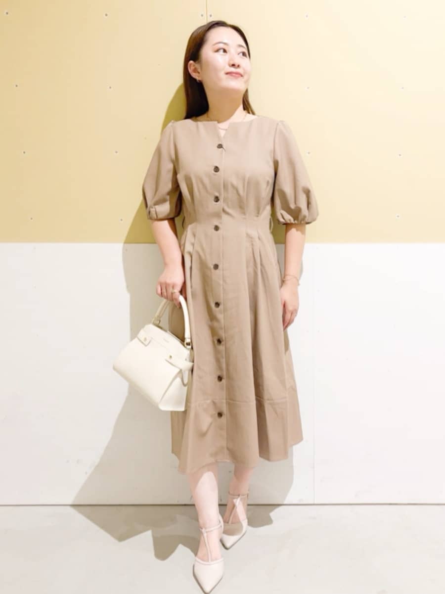 ゆきたぷさんの「OPAQUE.CLIP｜タックパフスリーブワンピース【洗濯機洗い可／イージーアイロン】」を使ったコーディネート