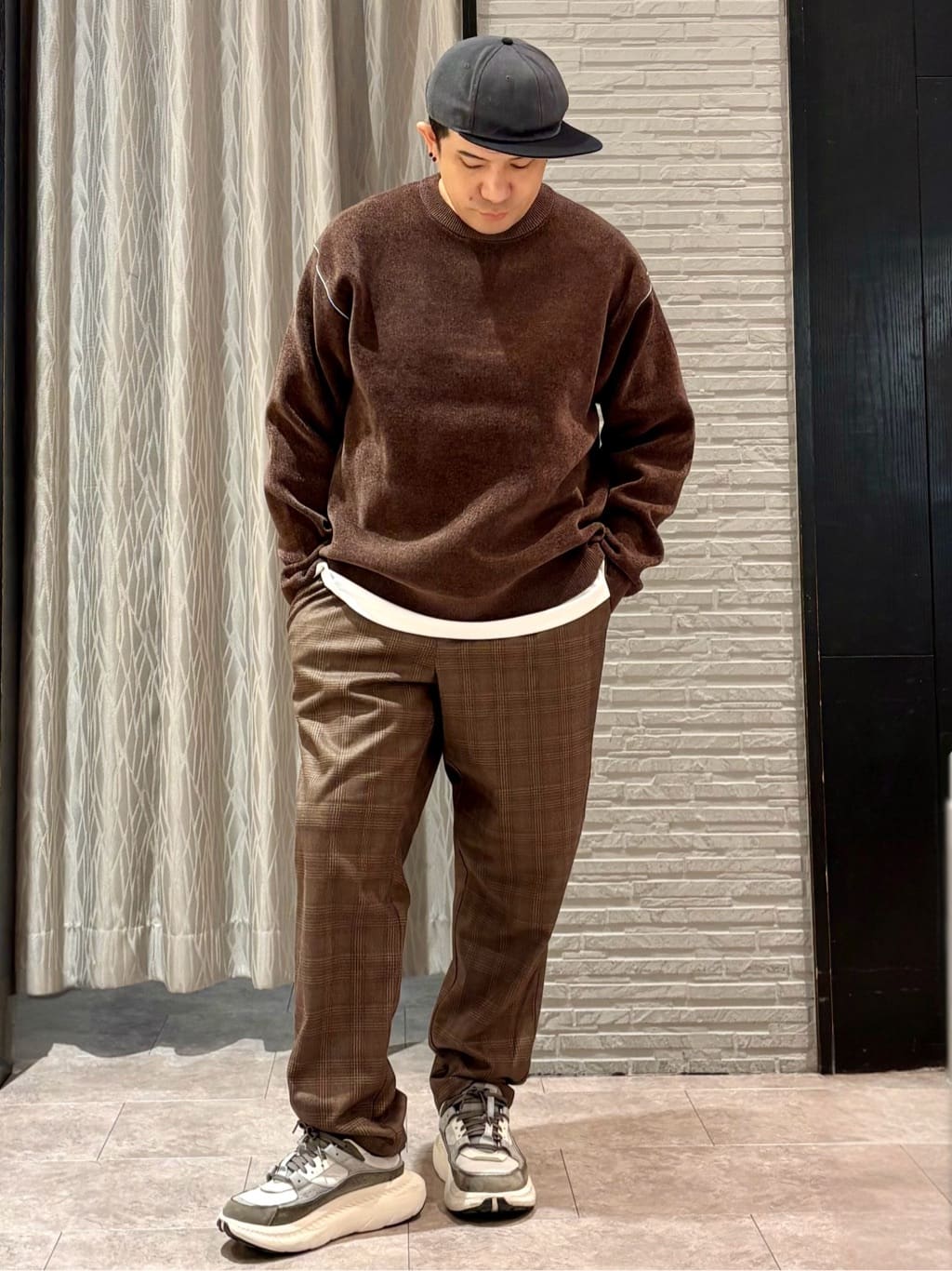 Pーyamaさんの「THE SHOP TK｜【包み込まれるような柔らかさ】配色モールニット 洗濯機OK」を使ったコーディネート
