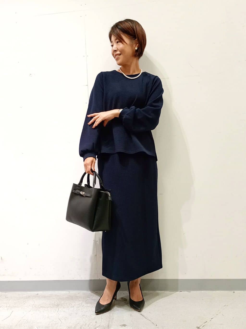 Kさんの「INDIVI｜【ウール混ラメ素材】Vネック煌めきニット」を使ったコーディネート