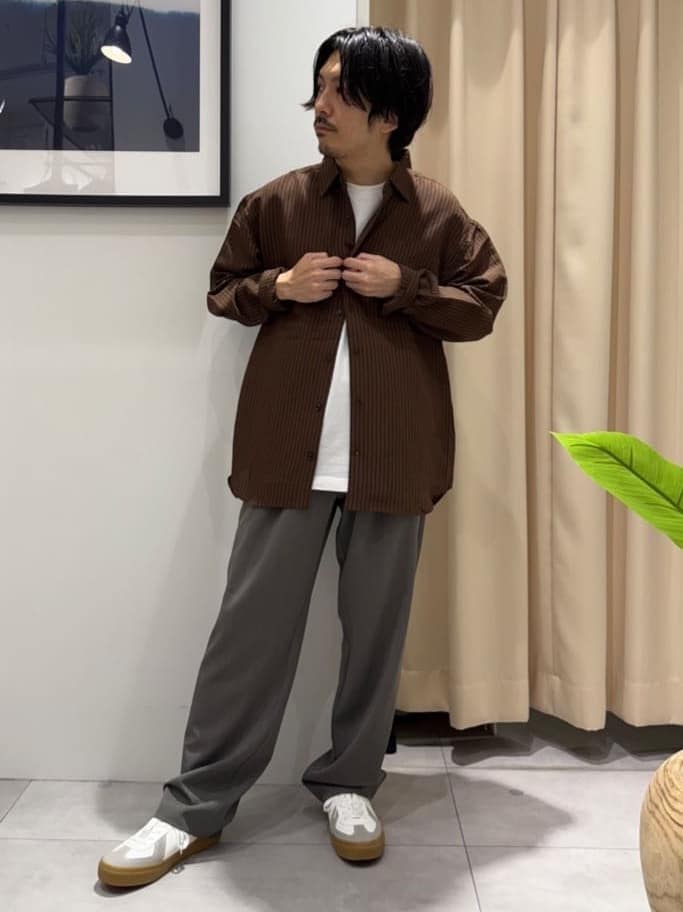 はさんの「THE SHOP TK｜チェック＆ストライプ アソート長袖シャツ【洗濯機OK】」を使ったコーディネート