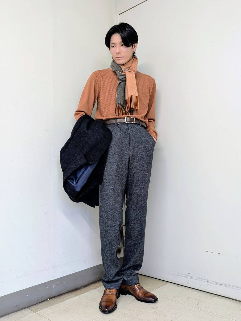 ryoさんの「TAKEO KIKUCHI｜カシミヤブレンド ビーバー調ステンカラーコート」を使ったコーディネート