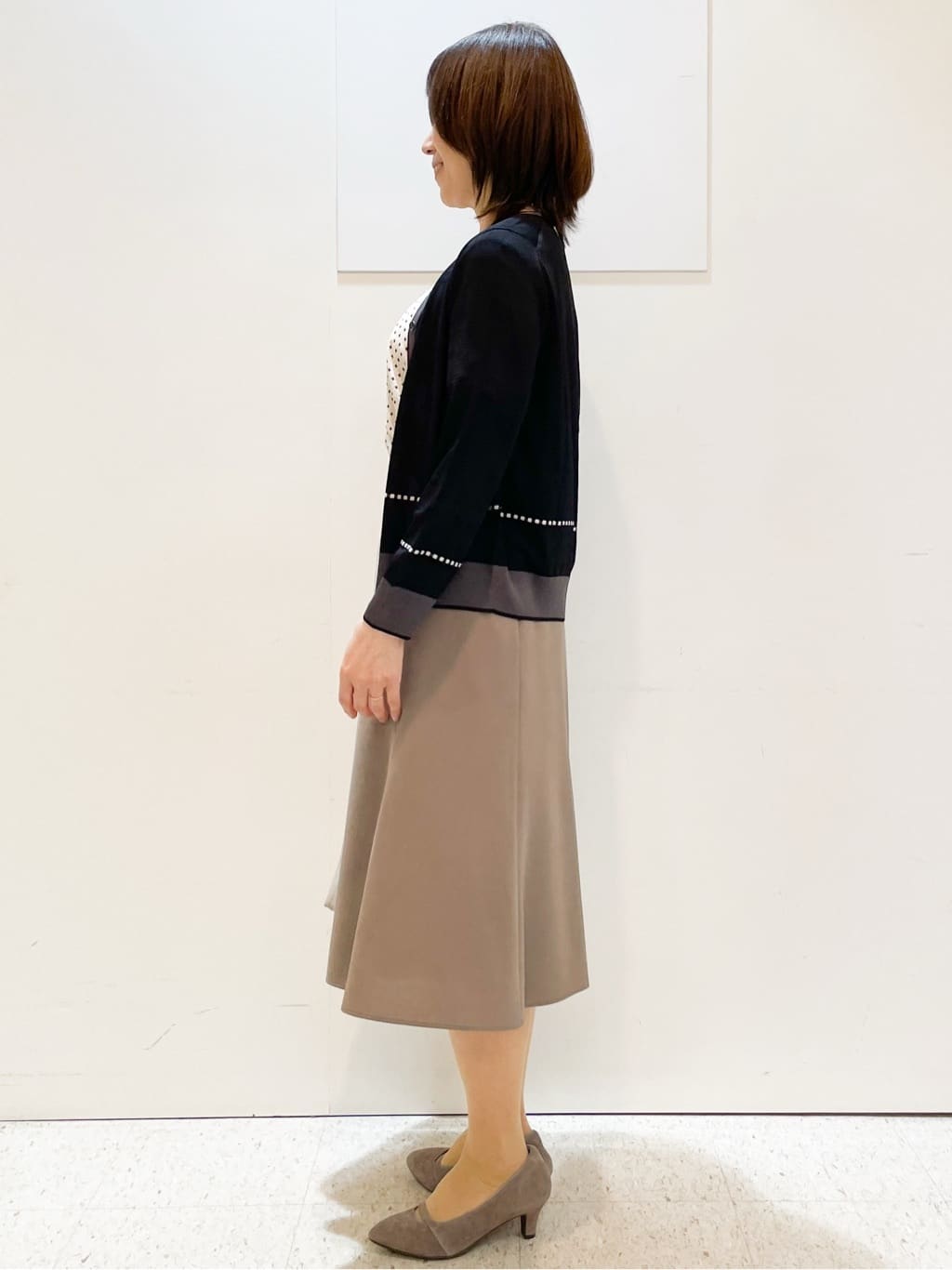 めいさんの「Reflect｜【WEB先行カラーあり／手洗い可／アンサンブル可】バイカラーカーディガン」を使ったコーディネート