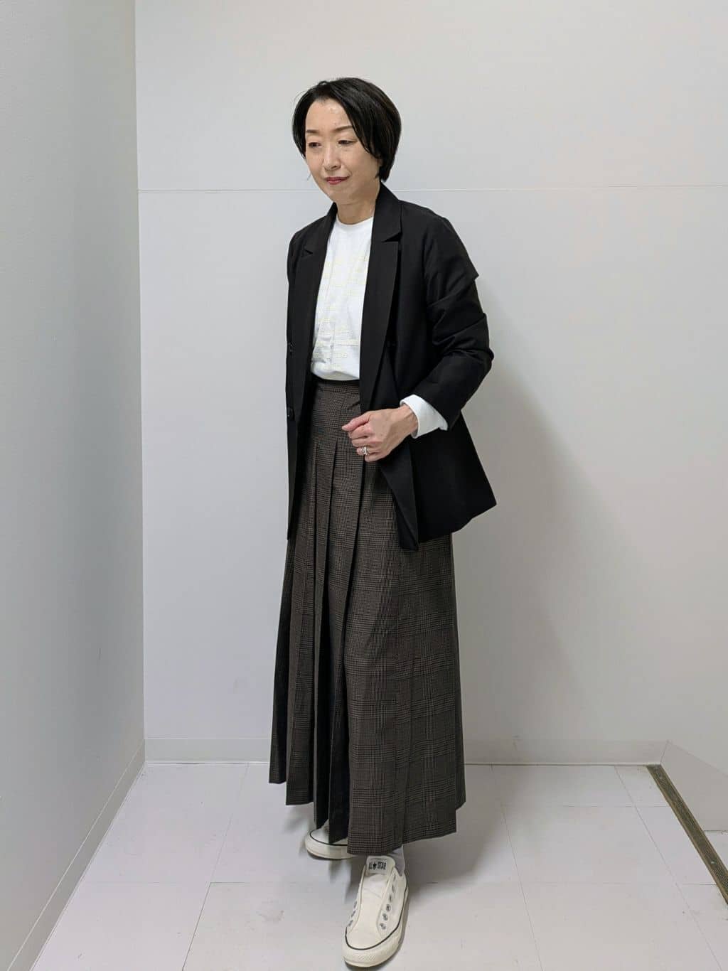 Asaさんの「Dessin｜【洗える】ワイドプリーツスカート」を使ったコーディネート