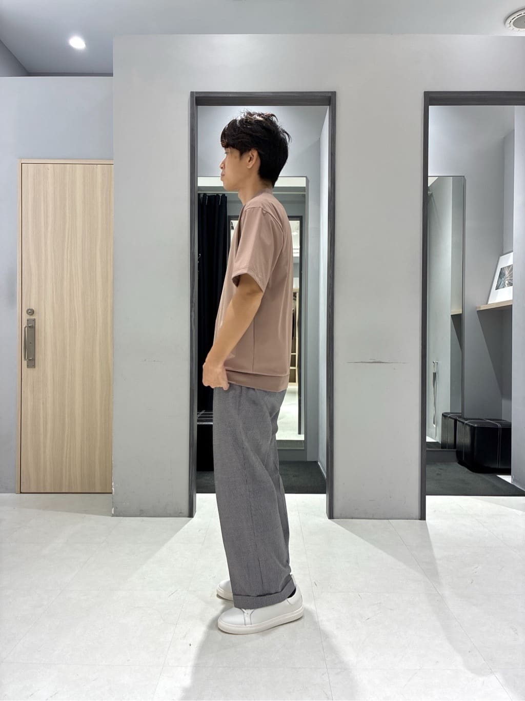 わいずみさんの「TAKEO KIKUCHI｜【COOL CITY WEAR】テーラードTシャツ /接触冷感」を使ったコーディネート