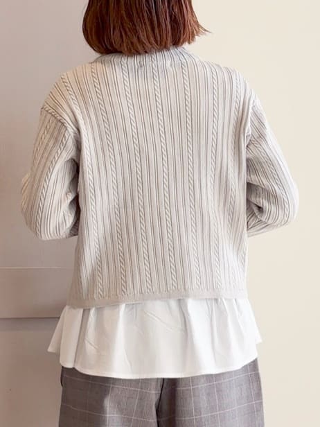 yamakoさんの「grove｜【毛玉軽減／洗える】クロップドミニケーブルニット」を使ったコーディネート