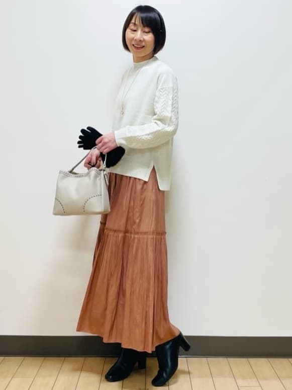 Riiさんの「Reflect｜【腰周りすっきり◎】プリーツギャザースカート」を使ったコーディネート