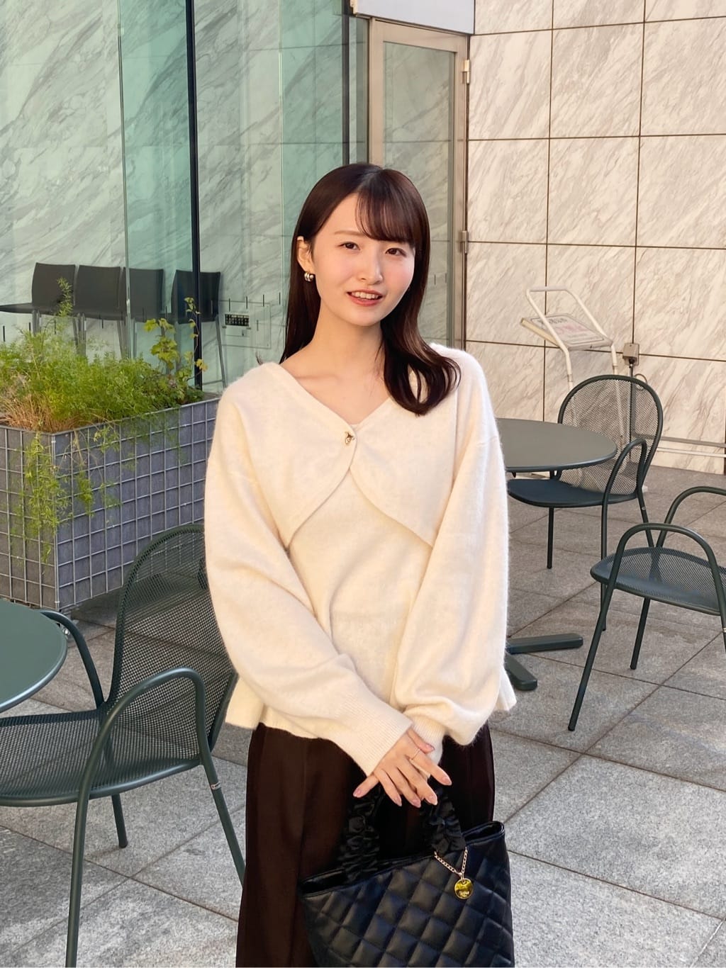 みさかさんの「index｜ハート釦ニットボレロ／アンサンブル対応【洗える】」を使ったコーディネート