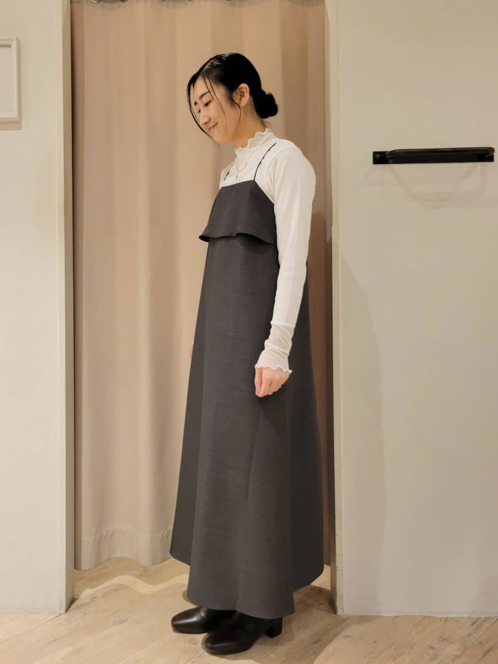 いそさんの「grove｜【毛玉軽減／洗える】編地切替カーディガン」を使ったコーディネート