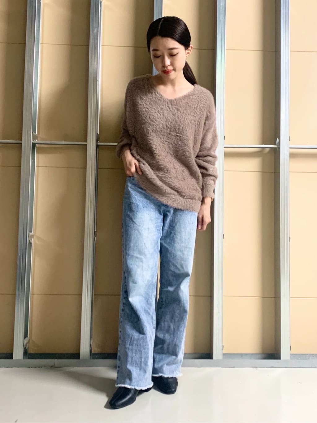 sahoさんの「THE SHOP TK｜ジャージメルトンスタンドカラーコート」を使ったコーディネート