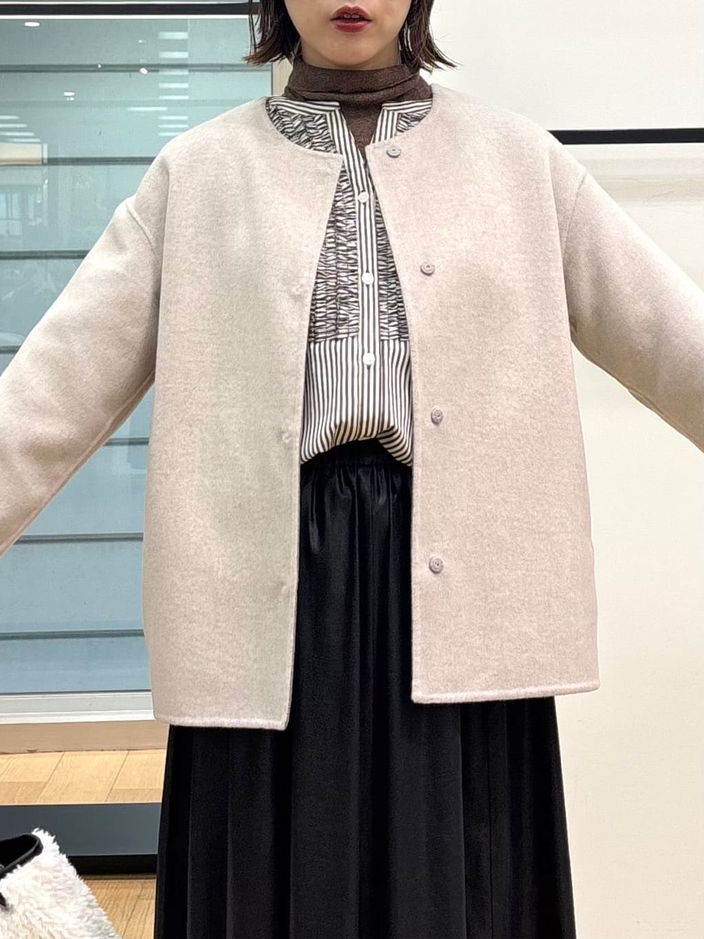 asamiさんの「INDIVI｜【洗える】胸元タックフリル長袖ブラウス」を使ったコーディネート