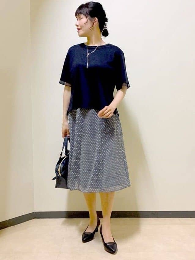  beni_gingerさんの「Reflect｜【マシンウォッシュ可／セットアップ可】コツキ柄プリントフレアスカート」を使ったコーディネート